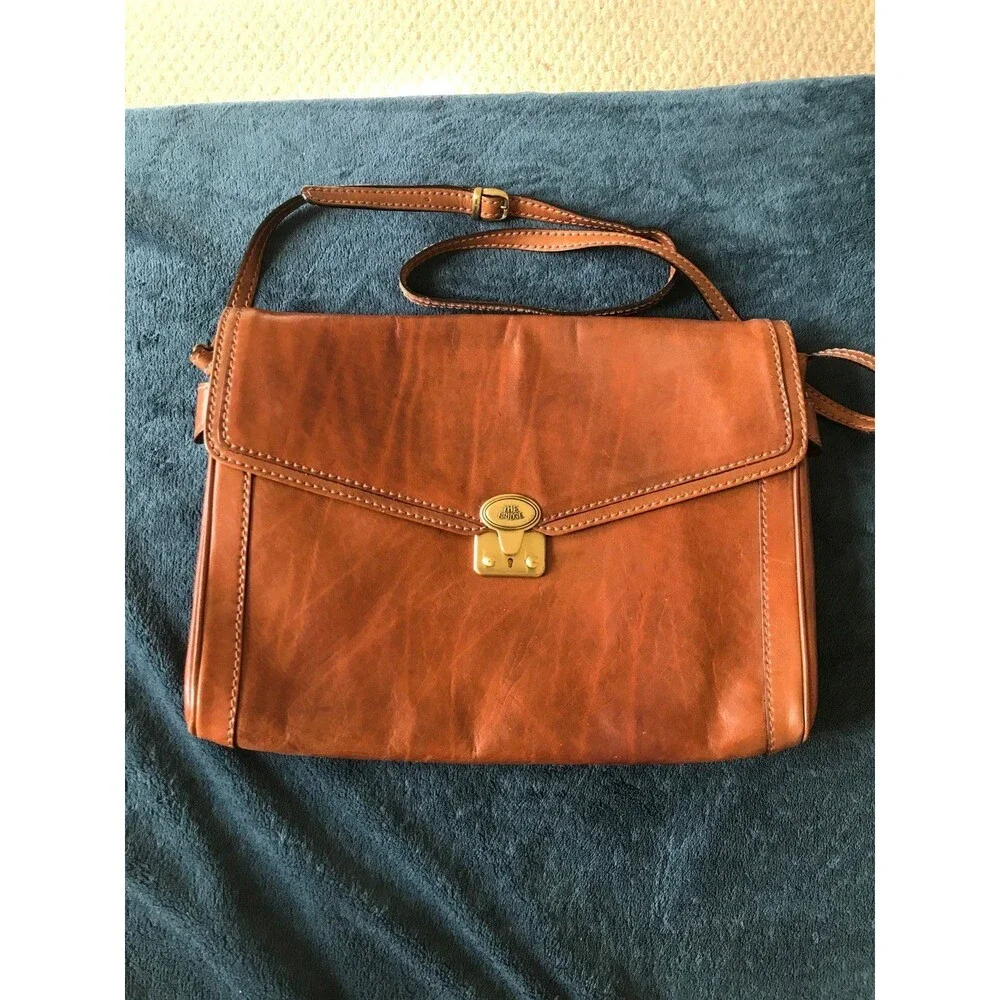 Vintage The bridge messenger laptop briefcase in English saddle